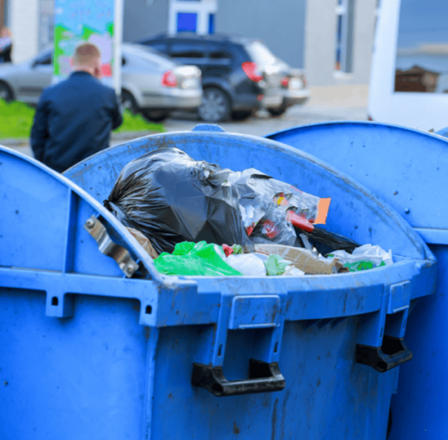 blauwe container voor afval